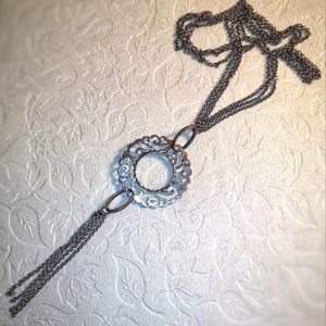 Vintage 1970 s Gun Metal Gray Statement Necklace